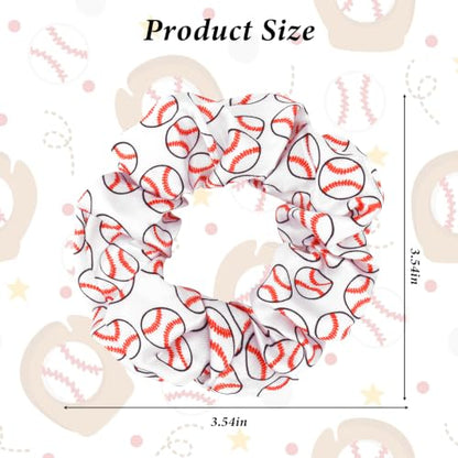 Baseball Print Scrunchies 20 Pack Soft Elastic Hair Ties for Women Girls Sports Fan No Slip Game Day Hair Accessories Daily Styling - color: White Baseball