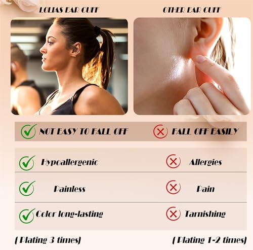 LOLIAS 𝐄𝐚𝐫 𝐂𝐮𝐟𝐟 𝐄𝐚𝐫𝐫𝐢𝐧𝐠𝐬 for Women Non Piercing Gold Plated Ear Cuffs 𝟏𝟒𝐊 𝐆𝐨𝐥𝐝 𝐏𝐥𝐚𝐭𝐞𝐝 Ear Cuff for Non Pierced Ears Clip on Cartilage Earring 𝐅𝐚𝐤𝐞 𝐄𝐚𝐫𝐫𝐢𝐧𝐠𝐬 Lightweight - style: 14K Gold Plated