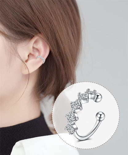 JFORYOU Stainless Steel Ear Cuff Fake Helix Cartilage Clip On Wrap Earrings Fake Lip Ring Non-Piercing Adjustable Men Women - color: Style B