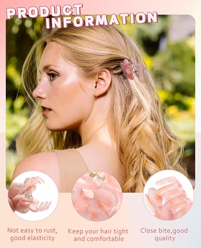 Molans 12 Pcs Small Hair Clips Mini Claw Jaw Clips Women Girls Thin Hair | Tiny Short Acrylic Cute Clips Non Slip Little Hair Accessories Clamps for Half Updo Styling Fine Hair Bangs Kids Toddlers - color: Sequins(Flower)