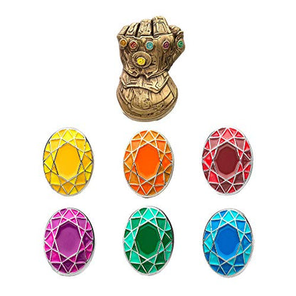 Marvel Comics Unisex Adult Avenger Infinity Gauntlet and 6 Infinity Stones Enamel Lapel Pin Set. Pin Colors: Multi Color. One Size.