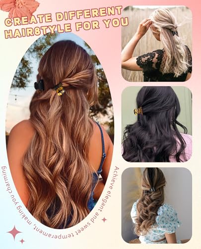 Molans 12 Pcs Small Hair Clips Mini Claw Jaw Clips Women Girls Thin Hair | Tiny Short Acrylic Cute Clips Non Slip Little Hair Accessories Clamps for Half Updo Styling Fine Hair Bangs Kids Toddlers - color: Black+Leopard