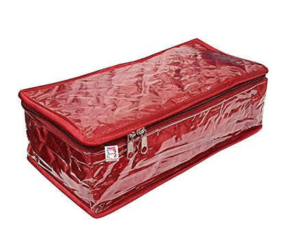 atorakushon Satin Maroon Make-Up Pouch Jewellery Box 4 Pouch 1 roll Bangle in Cosmetic Bag Necklace Earrings Vanity Jewellery Organiser For Women's - style: New
