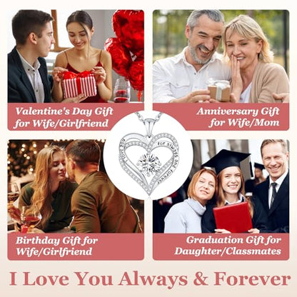 CDE Engraved Forever Love Heart Birthstone Necklace Jewelry Gifts for Women | Hypoallergenic,Nickel-Free & Lead-Free,3 x 3 mm 5A CZ Heart Pendant,Anniversary Christmas Birthday Gift for Girlfriend Wife - color: 04-Apr-WG, style: White Gold Plated