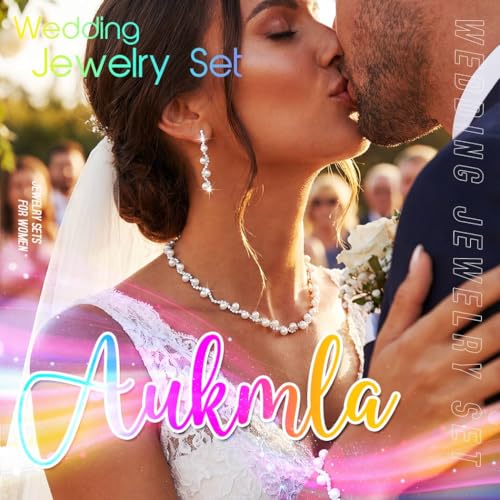 Aukmla Pearl Wedding Jewelry Sets Silver Rhinetsone Choker Necklace and Earring Bracelet Set Prom Jewelry for Brides and Women - color: Silver