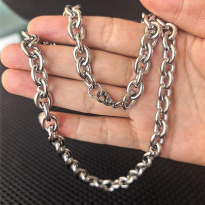 WangGao Stainless Steel Cable Chain Link Chunky Necklaces,Silver Color | thick,gifts