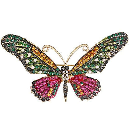 seven wolves Brooches for Women Austria Crystal Brooch Pins Rhinestones Brooches Daily Wearing Breastpin with Boxes - color: Purple Green 2
