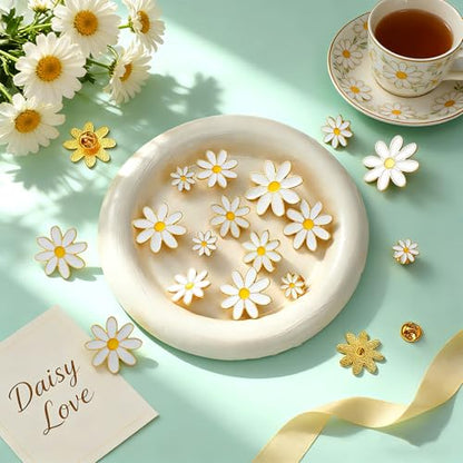 Liliaafar 40 Pcs Daisy Flower Pin for Women Daisy Enamel Lapel Pin White Collar Brooch for Coat Hat Clothes Bags Sweater Accessories