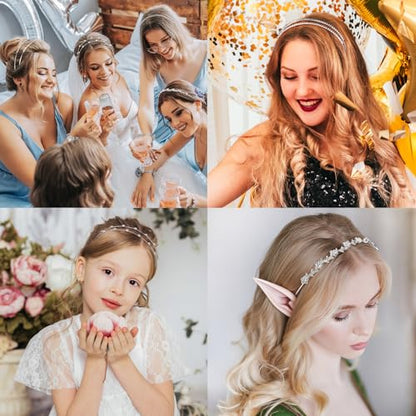 4 Pcs Rhinestone Headbands, Bridal Wedding Headband, Crystal Flower Girl Headpiece, Goddess Leaves Crown Metal Hair Band, Fairy Hair Accessories for Women, Prom Tiaras for Birthday Party - color: Silver
