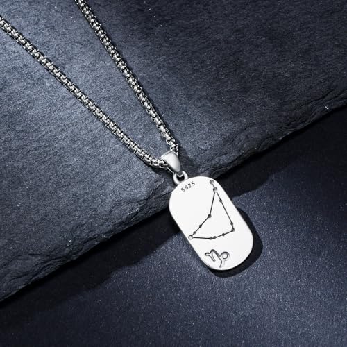 SIMONLY Zodiac Necklace 925 Sterling Silver Constellation Necklace Zodiac Sign Necklaces Horoscope Jewelry Christmas Birthday Astrology Gifts for Women Men Unisex - style: Capricorn