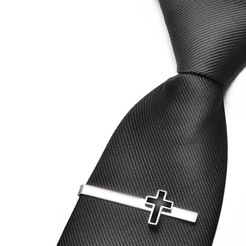 Unique Cross Tie Clips For Men Silver Black Gold Religious Christian Tie Clips For Men's Tie Accessories - style: black clip on tie crosses