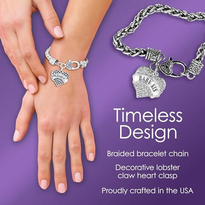 Silver Customized Charm Bracelet with Cubic Zirconia Jewelry - style: Clear Ribbon