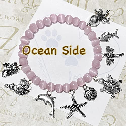 Heather's cf Silver Sea Charms – Antique Pendants, Non-Tarnish, Lead-Free & Nickel-Free, Bulk Ocean Animal Charms for DIY Jewelry, Bracelets, Necklaces, Earrings, Beach Craft Supplies (Sea Animals) - color: Octopus - 48 Pc