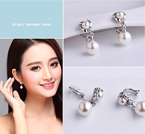 Clip On Earring For Women Pearl Non Pierced Clip Earrings - color: clip-on silver