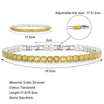 HEEYA Birthstone Silver/Gold Plated Tennis Bracelets, Adjustable 4mm CZ Tennis Bracelets for Women, Fashion Jewelry Wedding Gift Size 6.8 inch+1 inch Extender - color: 11 November Topaz
