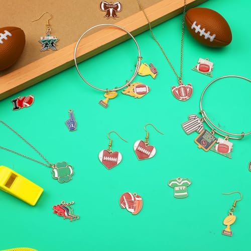 40Pcs/20 Pairs Football Charms for Jewelry Making | Assorted Sport Enamel Charm, Football Game Pendants, for Bracelet Necklace Earrings Keychains Making, DIY Crafts Accessories - style: Football