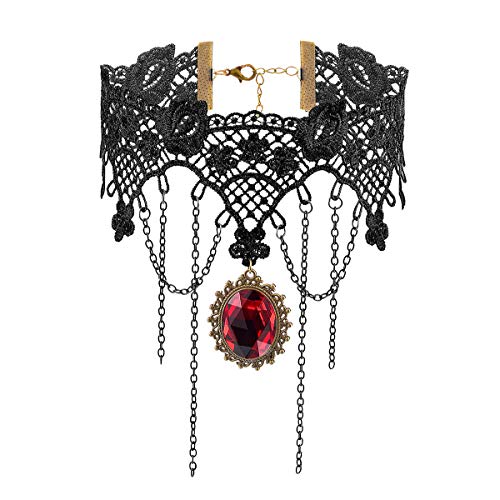 iWenSheng Halloween Costumes Jewelry for Women - Steampunk Black Lace Choker Necklace Gothic Jewelry Accessories, Vampire Choker Necklace Costume for Teen Girls - color: 2#