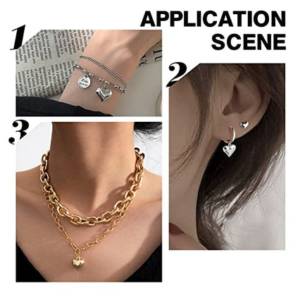 SUNNYCLUE 1 Box 120Pcs 6 Styles Valentine's Day Charms Metal Heart Charms Silver Heart Shaped Charms Gold 3D Love Charms for Jewelry Making Charms DIY Earring Necklace Bracelet Gifts Craft Supllies - color: 1 Box 120pcs 2 Colors 3d Heart Charms