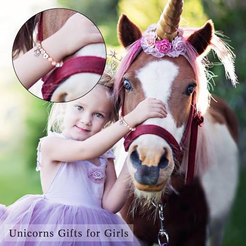 Hidepoo Gifts for Kids Girls - Unicorn Bracelets for Girls Kids, CZ Initial Unicorns Bracelet Adjustable Heart Initial Unicorn Bracelets Jewelry Birthday Gifts for Girl - style: H