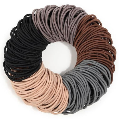 Anezus 200 Pcs Hair Ties for Women Girls Hair Elastics Hair Bands Ponytail Holders Hair Rubber Bands for Thick Straight Curly Hair (Neutral Color) - color: Neutral