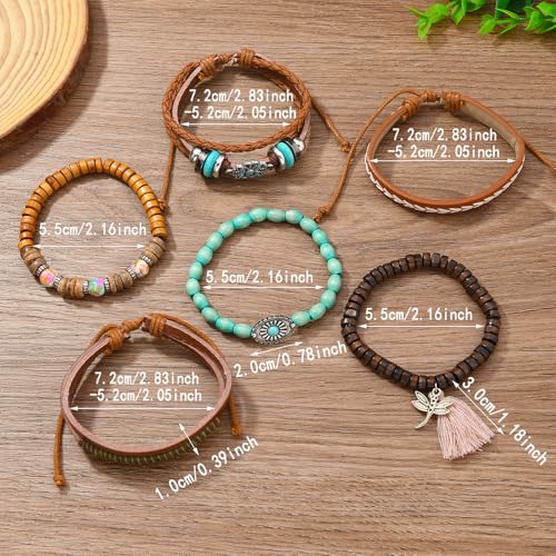 Western Outfits for Women Turquoise Western Bracelets Bohemian Vintage Stackable Beaded Leather Bracelets Adjustable Hand-woven Layered Bracelet Western Country Concert Jewelry for Women - style: Turquoise Dragonfly