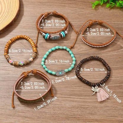 Western Outfits for Women Turquoise Western Bracelets Bohemian Vintage Stackable Beaded Leather Bracelets Adjustable Hand-woven Layered Bracelet Western Country Concert Jewelry for Women - style: Turquoise Dragonfly