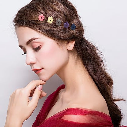 SuPoo 20 Pack Mini, Short Hair Clips for Thin - 1.1" Tiny Flower , Claw for Girls, School Gift with Box & Rectangle - color: Rainbow