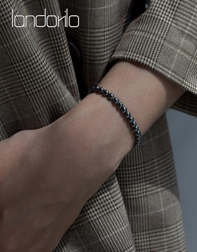 Natural Stone Beaded Bracelets for Men Women, 4mm 6mm 8mm | Healing Crystal, Protection Gemstone, Gift Packaging with Energy Card, Stretch Jewelry, Replacement Beads Included, 18 Stone - color: Hematite(Protection & Stabilization), size: 4mm