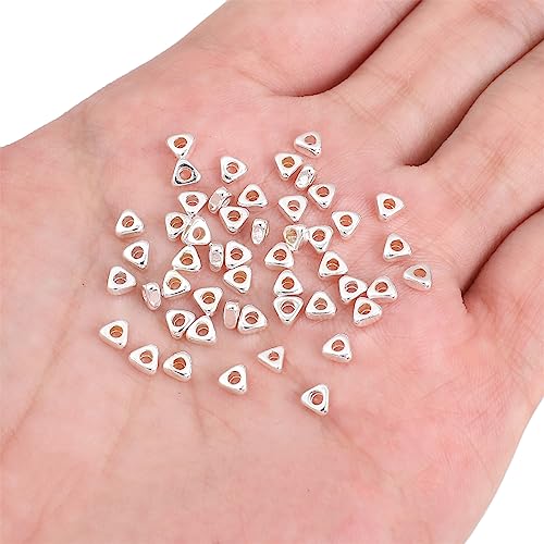 Silver Plated Triangle Spacer Beads 4x2mm 50pcs for Jewelry Making Findings Non Tarnish - color: Silver, size: 4x2mm Triangle