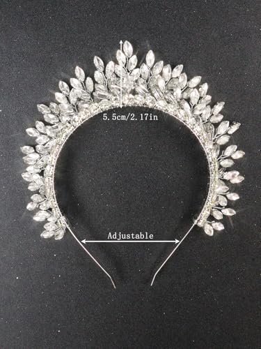 Bridal Rhinestone Headband Wedding Hair Accessories for Women, Pearl Crystal Headband Wedding Costume Headpieces for Brides Princess Quinceanera Christmas Party Prom Birthday(Silver) - color: Silver