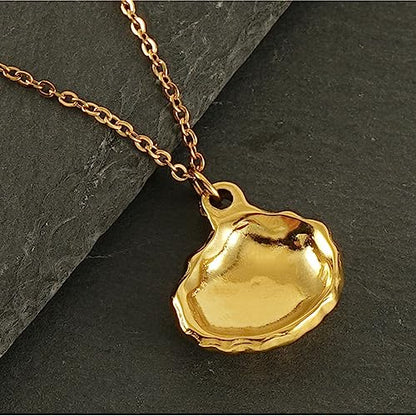 18K Gold Plated Stainless Steel Bee Honeycomb Pendant Necklace, Adjustable Y Lariat Conch/Guitar/Horseshoe Necklace for Women - color: Gold, style: SeaShell
