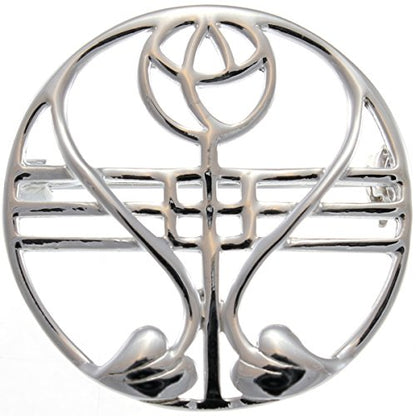 Alexander Castle 925 Sterling Silver Charles Rennie Mackintosh Brooch for Women - Silver Brooch Pin with Jewelry Gift Box - 28mm