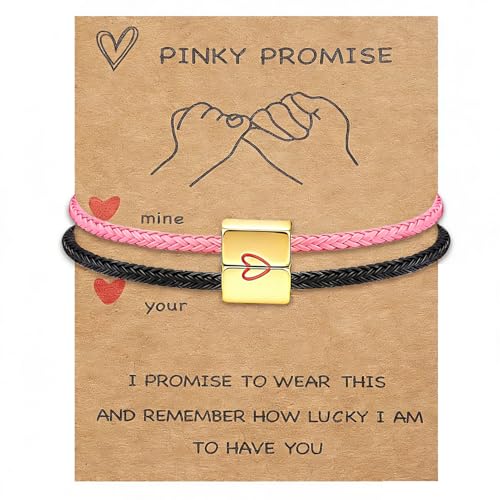 COTATI Matching Couple Bracelets for Him and Her, Friendship Relationship Promise Bracelet for Boyfriend Girlfriend, Anniversary Love Jewelry Gifts Set - color: Black-Pink