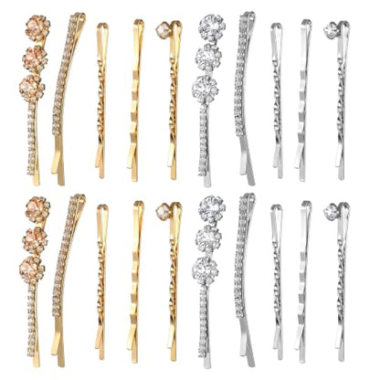 20 Pcs Decorative Bobby Pins Set Rhinestone Bobby Pins | Shiny Fancy Small Hair Clips,Diamond Crystal Hair Barrette,for Women Girls,Wedding,Prom,Party,BridalAccessories