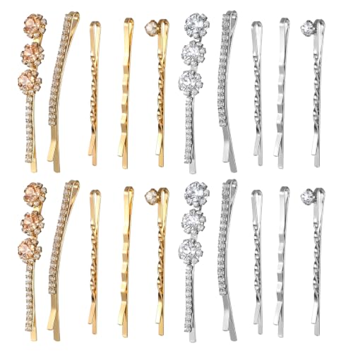 20 Pcs Decorative Bobby Pins Set Rhinestone Bobby Pins | Shiny Fancy Small Hair Clips,Diamond Crystal Hair Barrette,for Women Girls,Wedding,Prom,Party,BridalAccessories