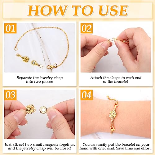 Paxcoo 12Pcs Magnetic Necklace Clasps and Closures, Locking Magnetic Jewelry Clasps, Magnetic Necklace Extender, Necklace Clasp Helper for Necklaces, Bracelets and Jewelry - size: 0.7 - 1.8 inches (Assorted Sizes)