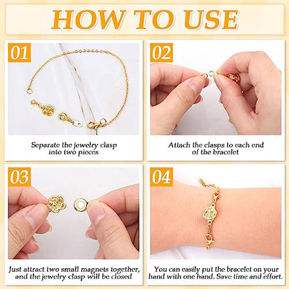 Paxcoo 12Pcs Magnetic Necklace Clasps and Closures, Locking Magnetic Jewelry Clasps, Magnetic Necklace Extender, Necklace Clasp Helper for Necklaces, Bracelets and Jewelry - size: 0.7 - 1.8 inches (Assorted Sizes)
