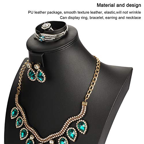 Jewelry Bust,Necklace Bust Jewelry Displays for Shows,Black Leather Bust for Jewelry Display,Jewelry Stand for Necklace,Bracelets,Earrings,Rings (H16.3inch) - size: H16.3inch