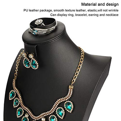 Jewelry Bust,Necklace Bust Jewelry Displays for Shows,Black Leather Bust for Jewelry Display,Jewelry Stand for Necklace,Bracelets,Earrings,Rings (H16.3inch) - size: H16.3inch