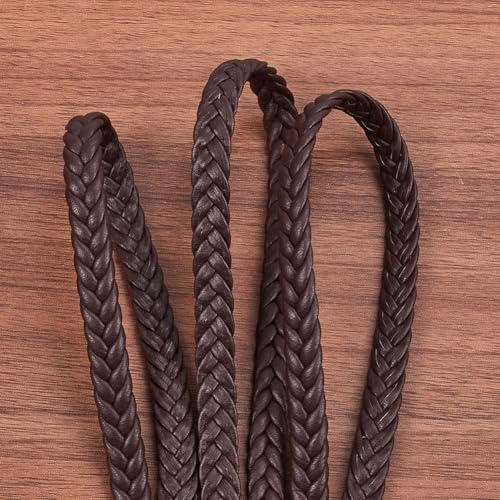 GORGECRAFT 5m x 10mm PU Braided Leather Cord Bolo Tie String 3mm Thick Faux Leather Strips Coconut Brown Flat Leatherette Braided Threads Rope for Bracelet Necklace Jewelry Making Tooling Workshop
