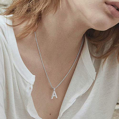 Tarsus Initial Cubic Zirconia Necklace for Women Teens | Jewelry Gifts for Women Adjustable Chain 18" + 2" - style: Silver-G-Diamond style