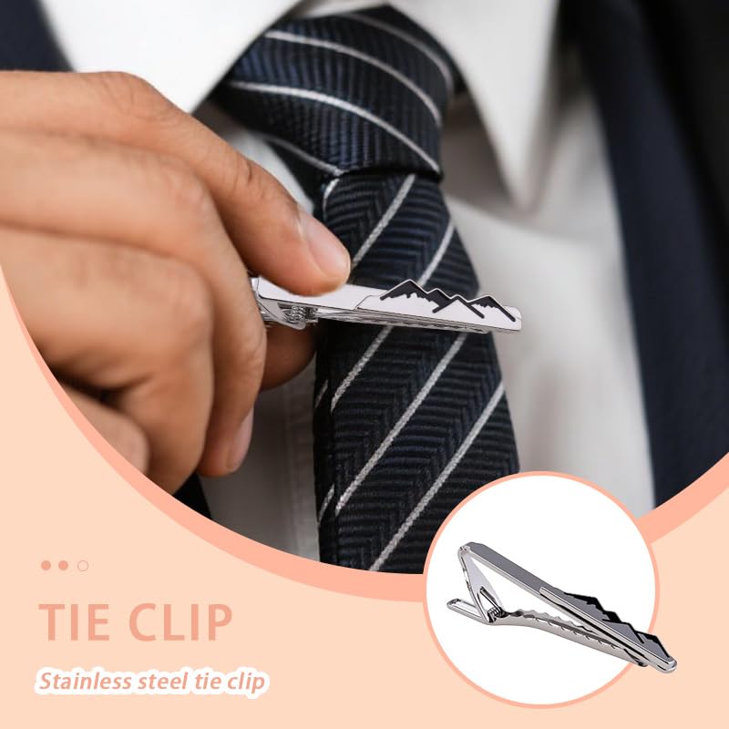 Mens Tie Clips for Husband Dad Boyfriend Birthday Christmas Gifts for Men Novetly Tie Clip for Skinny Ties Bar Clip - style: mountain