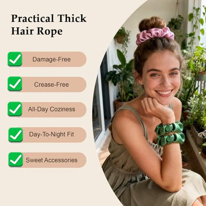 Satin Scrunchies for Women – 8PCS Dopamine Bright Silk Hair Ties – No Crease, Frizz-Free, Vibrant & Energetic Hair Bands for Thick & Thin Hair, Bold Hair Accessories Gifts - color: Large-Dopamine