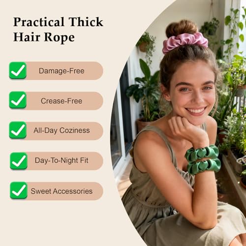 Satin Scrunchies for Women – 8PCS Dopamine Bright Silk Hair Ties – No Crease, Frizz-Free, Vibrant & Energetic Hair Bands for Thick & Thin Hair, Bold Hair Accessories Gifts - color: Large-Dopamine