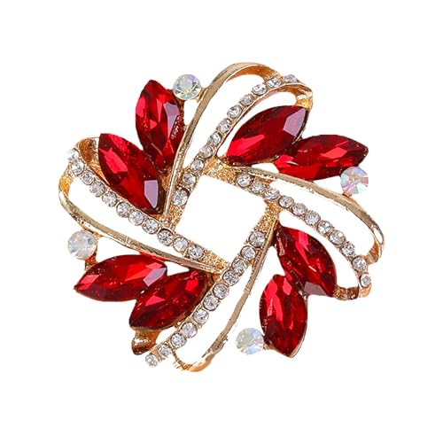 ATHHZ Pearl Flower Brooches and Pins for Women Suit Dress Decorative Gold Brooch - color: Red A