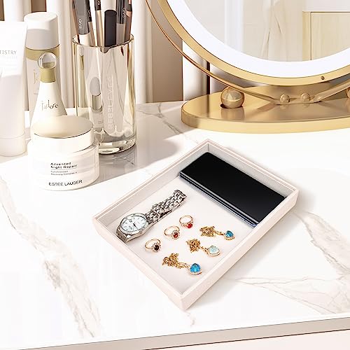 Leather Jewelry Organizer Trays Storage Drawer Display Case | Velvet Liner Stackable for Necklace,Rings and earring (Pearl4) - color: Pearl4
