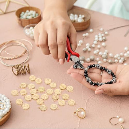 uxcell 52pcs Letter Charm, Enamel Letter Pendants, Alphabet l Pendants Double Sided Beads Charm for DIY Bracelet Necklace Pendants Earring Jewelry, Champagne Gold