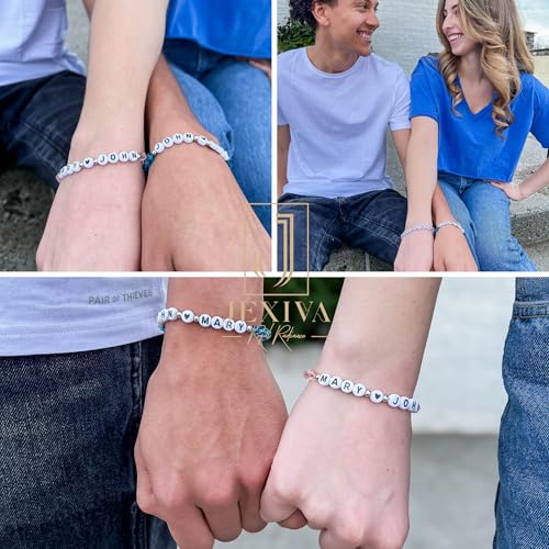 Customized Name Bracelet for Couples, Family, Friends, Personalized Bracelet with Names, Crystal Beads and elastic stretch - style: Crystal