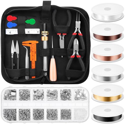 Thrilez Wire Wrapping for Jewelry Making, Repair and Beading Supplies Kit with Craft Ring Wire, Tools, Pliers and Jewelry Findings