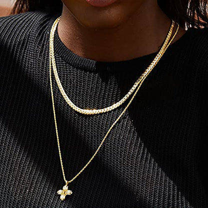 FRUMOS Dainty Layered Choker Necklace 18k gold Plated Y Pendant Commemorative coin Necklace Multilayer Bar Disc Necklace Adjustable Layering Choker Necklaces fashion jewelry for Women Girls - color: Snake chain